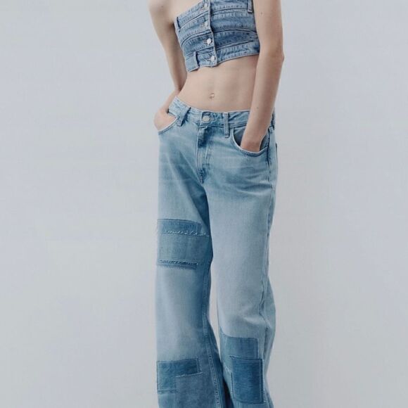 ZARA TRE DENIM BANDEAU TOP - Picture 5 of 8